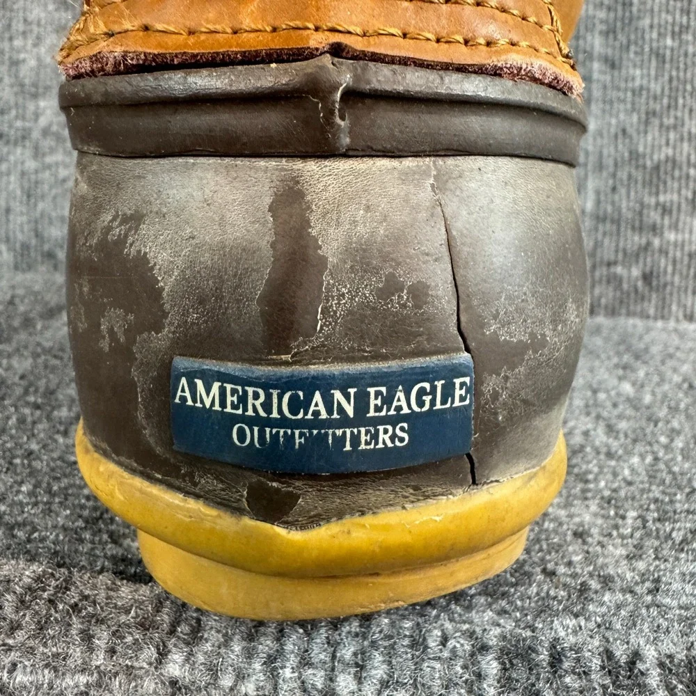 American Eagle Outfitters Mens Brown Leather Duck Boots Size 11 Lace Up Boots